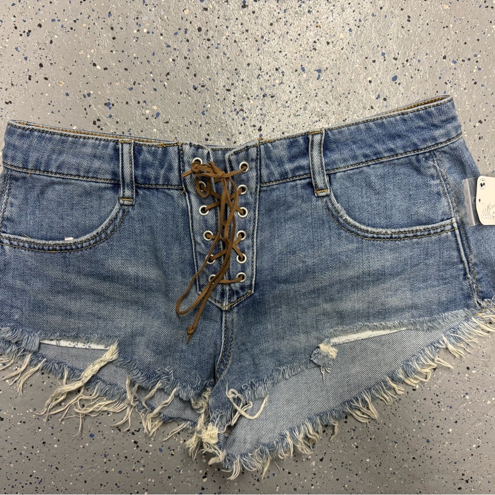 Denim Frayed Hem Women Shorts